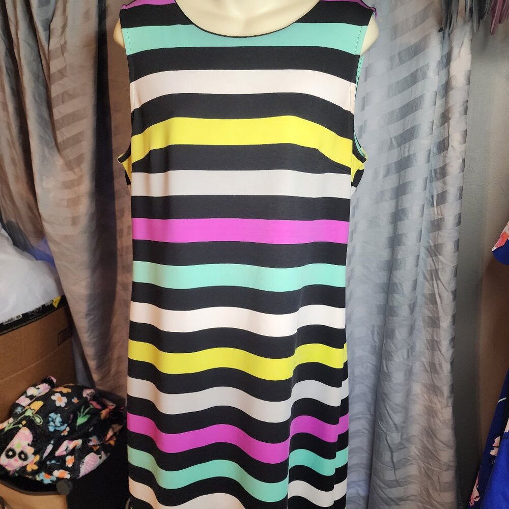 Worthington Sleeveless Striped Dress with zipper down back Size Large